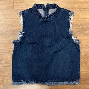 GAP Dark Blue Frayed Denim Top